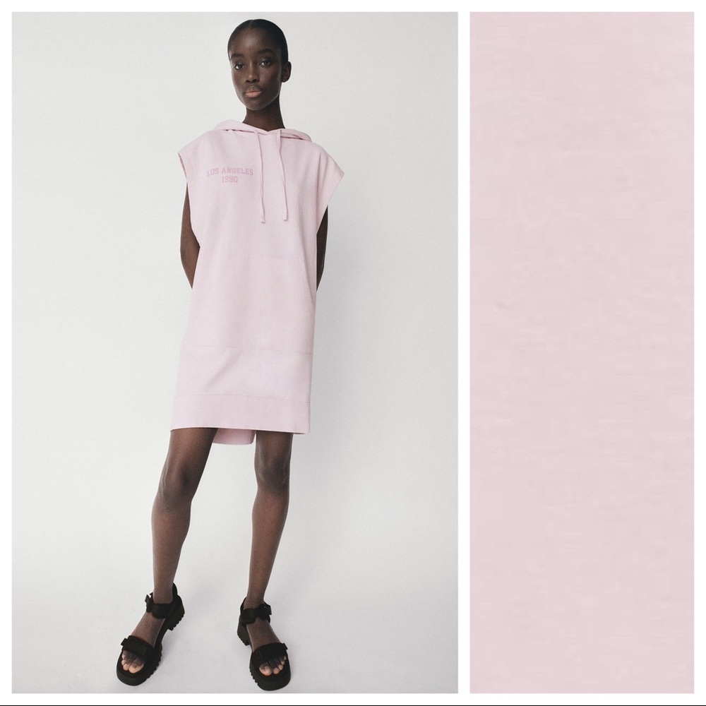 🌹NWT. Zara Baby Pink Washed Plush Mini Sleeveless Dress. Size L.